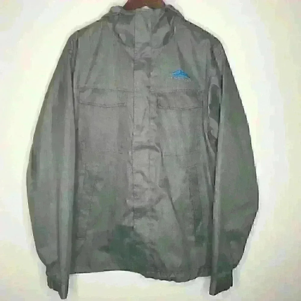 Tri-Mountain Gray‎ Hooded lightweight jacket Sz L